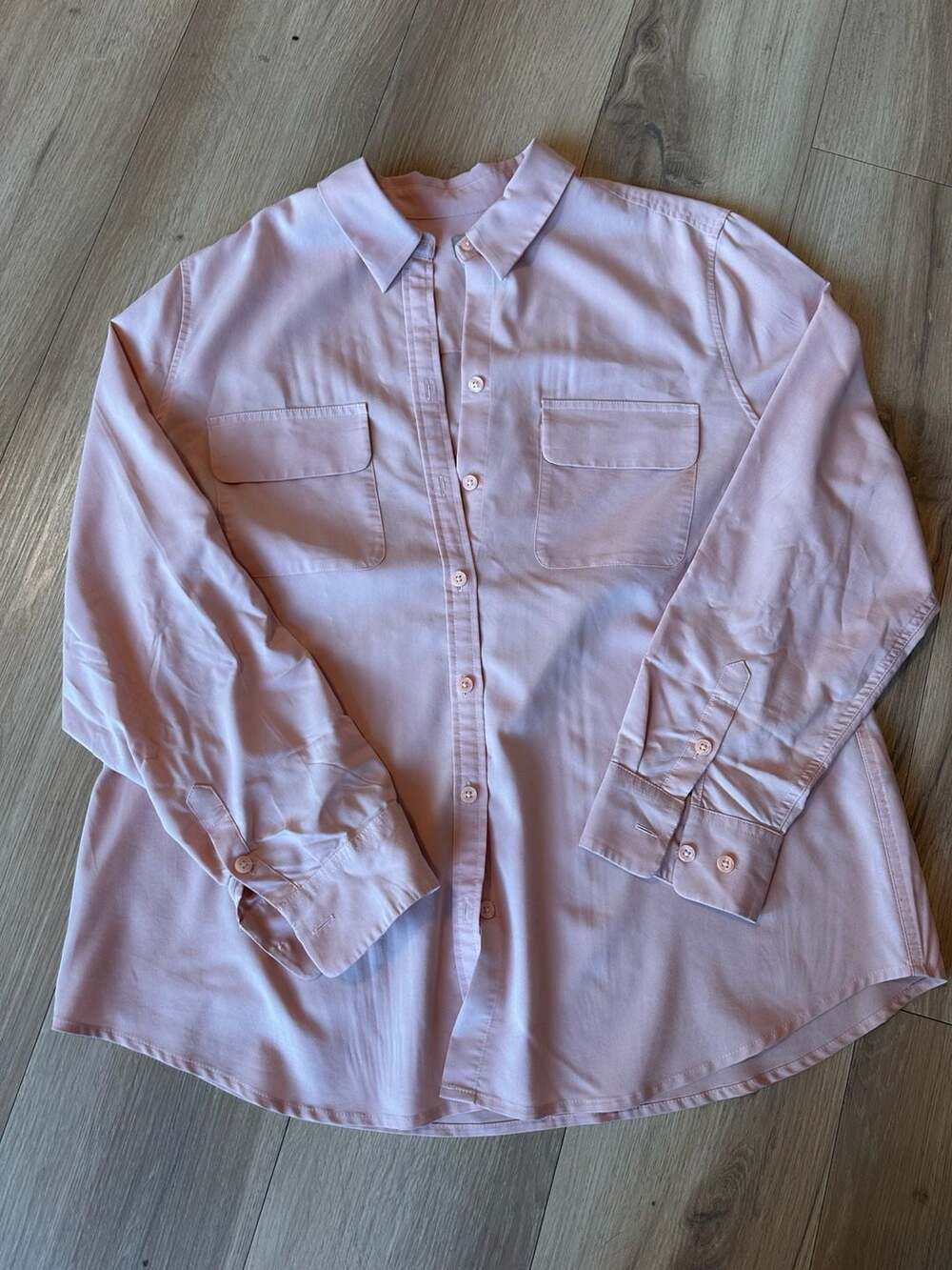 Chico's Light Pink Modal Blend Long Sleeve Button Down Shirt Size 2
